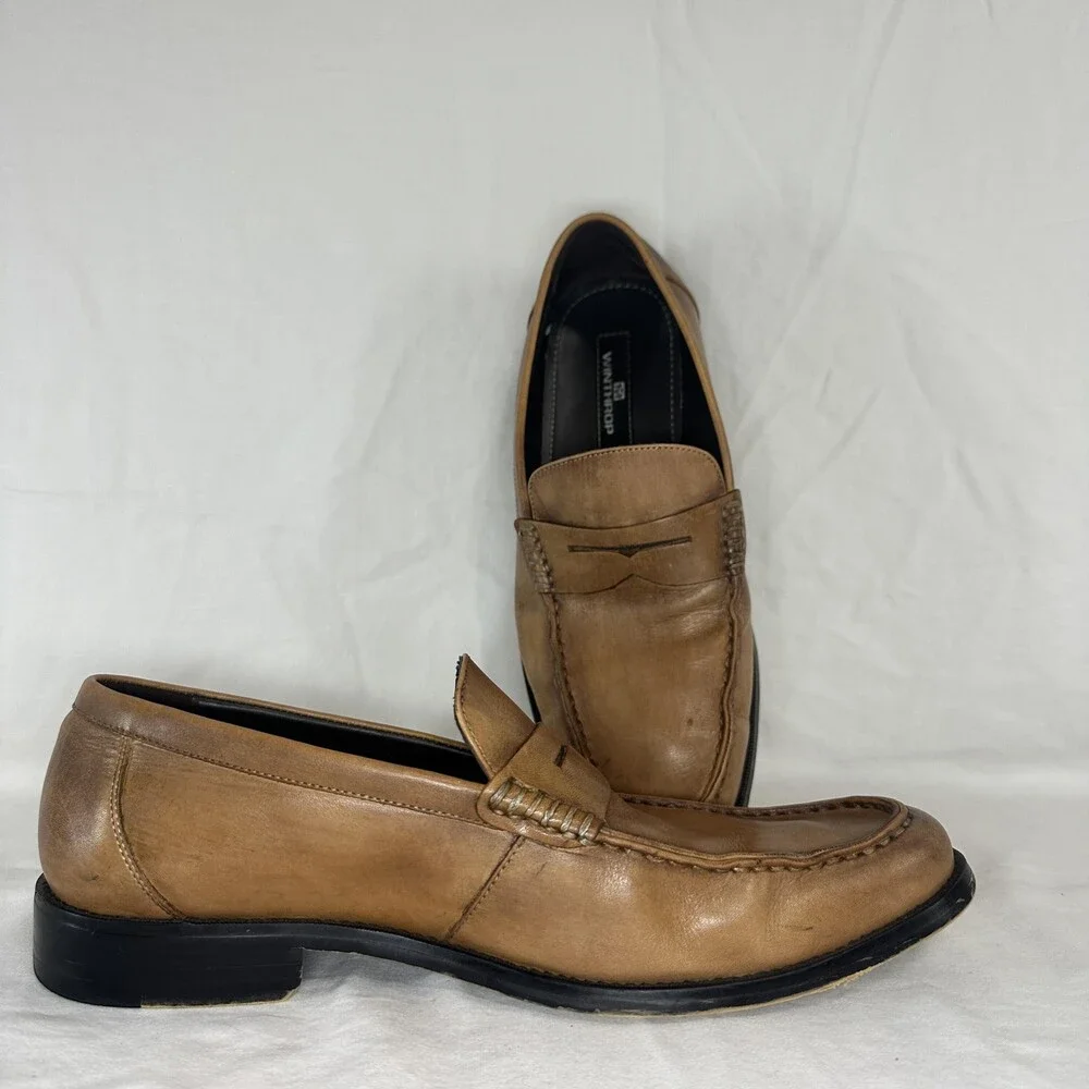 Winthrop Shoes Mens Size 8.5 Brown Rhys Leather Penny Loafers Slip On Moc Toe